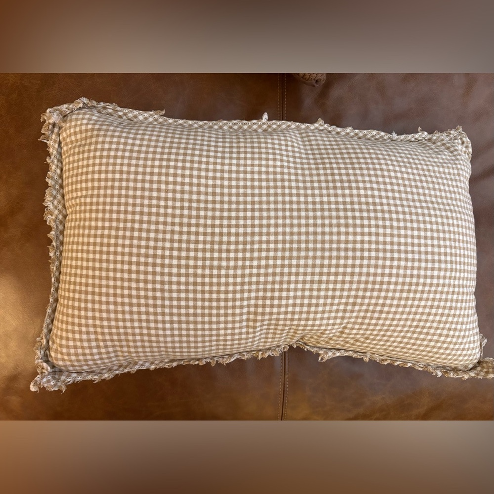 Threshold with Studio McGee Gingham Check Decorative Pillow in Tan and White